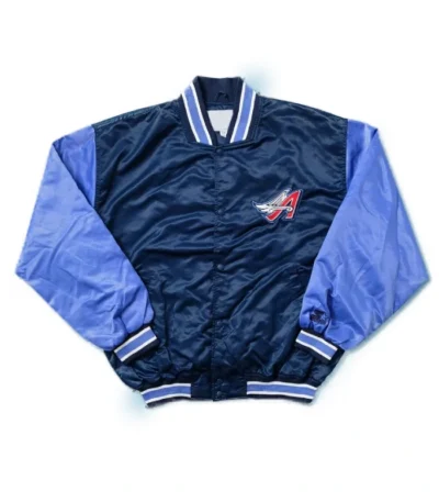 LA Angels Navy and Light Blue Bomber Satin Jacket