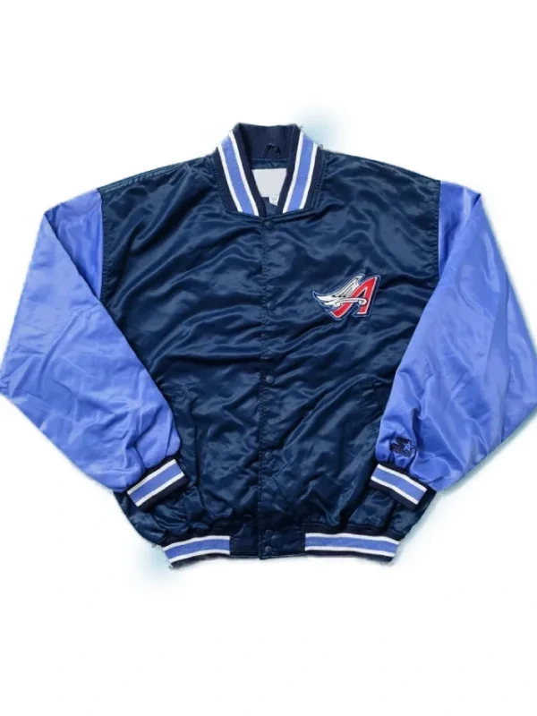 LA Angels Navy and Light Blue Bomber Satin Jacket