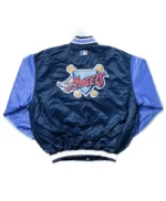 LA Angels Navy and Light Blue Bomber Satin Jacket