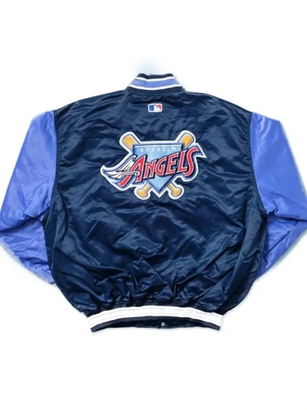 LA Angels Navy and Light Blue Bomber Satin Jacket