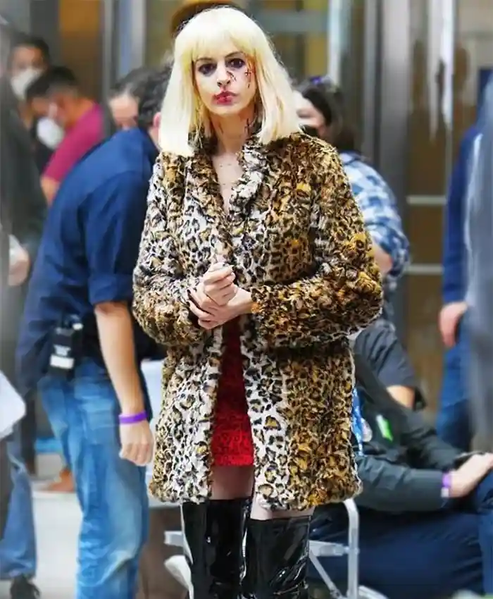 Anne Hathaway Wecrashed Rebekah Neumann Leopard Coat Anne Hathaway Wecrashed Rebekah Neumann Leopard Coat