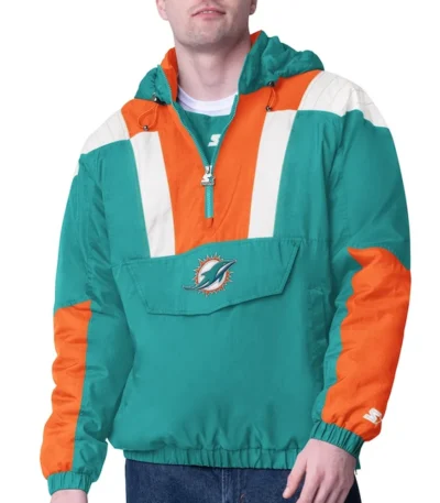 Aqua Miami Dolphins Charger Half-Zip Pullover Jacket