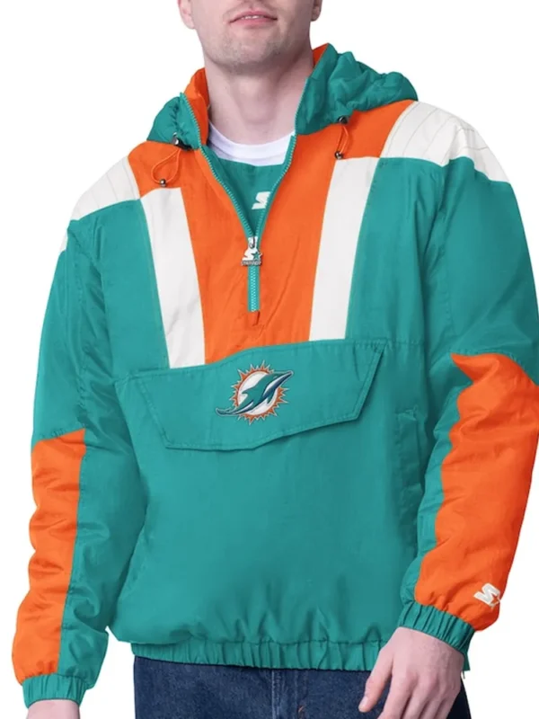 Aqua Miami Dolphins Charger Half-Zip Pullover Jacket