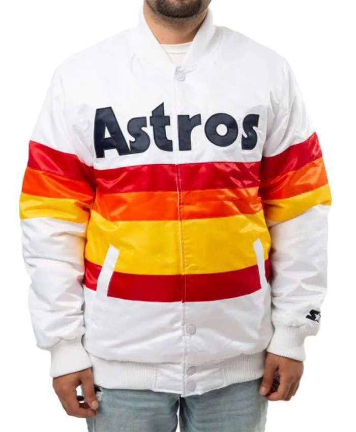 Houston Astros Color-Block Starter Satin Jacket Houston Astros Color-Block Starter Satin Jacket
