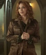 Billie Piper Wednesday S02 Brown Satin Jacket