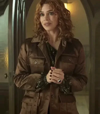 Billie Piper Wednesday S02 Brown Satin Jacket
