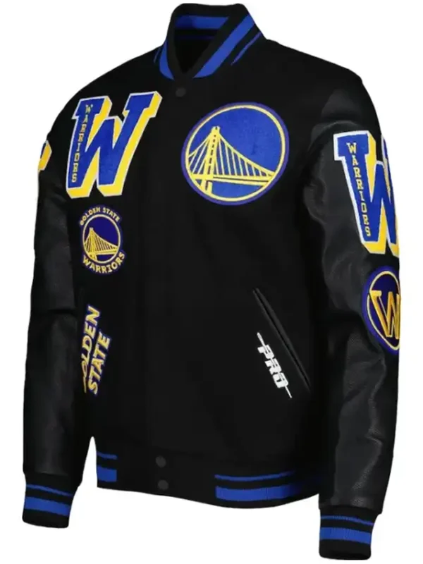 Black And Blue Warriors Varsity Jacket