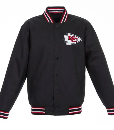 Black Kansas City Chiefs Poly Twill Varsity Jacket