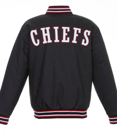Black Kansas City Chiefs Poly Twill Varsity Jacket