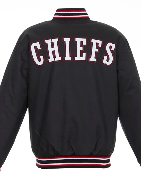 Black Kansas City Chiefs Poly Twill Varsity Jacket