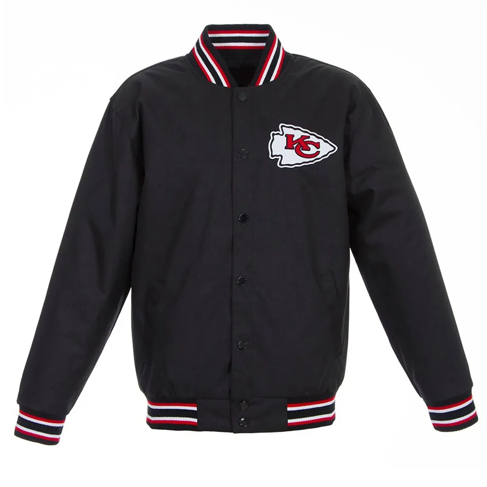 Black Kansas City Chiefs Poly Twill Varsity Jacket Black Kansas City Chiefs Poly Twill Varsity Jacket