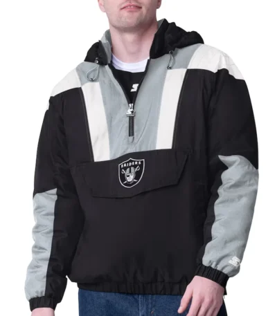 Black Las Vegas Raiders Charger Half-Zip Pullover Jacket