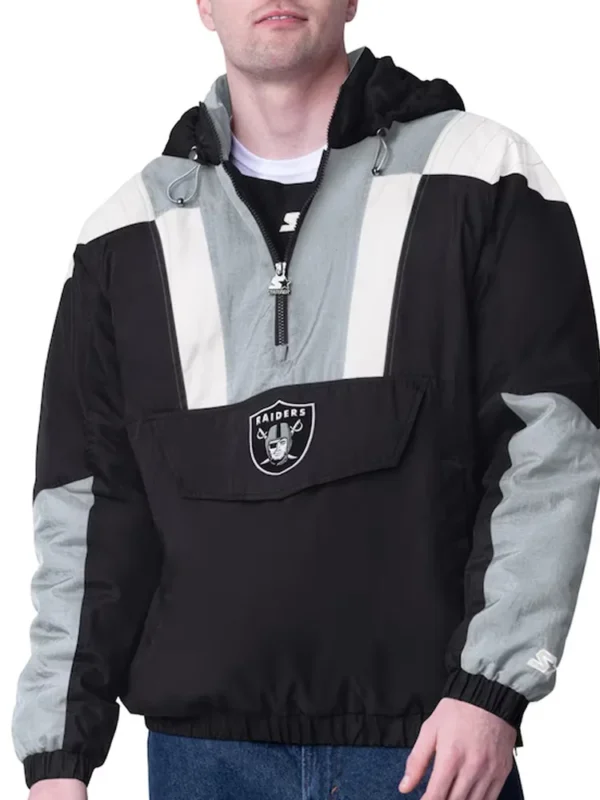 Black Las Vegas Raiders Charger Half-Zip Pullover Jacket