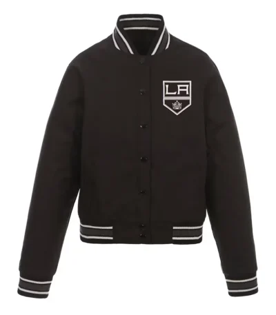 Black Los Angeles Kings Poly-Twill Front-Hit Jacket