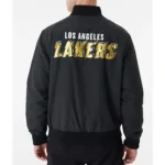 Black Los Angeles Lakers Team Script Bomber Jacket
