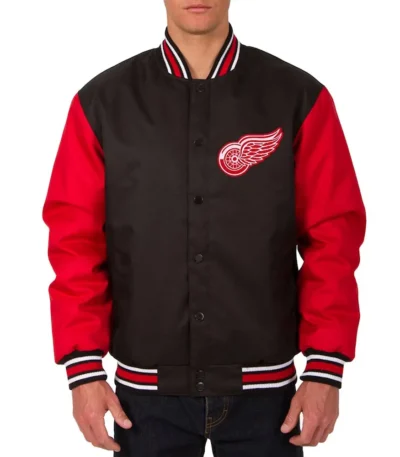 Black-Red Detroit Red Wings Two Hit Poly Twill Jacket