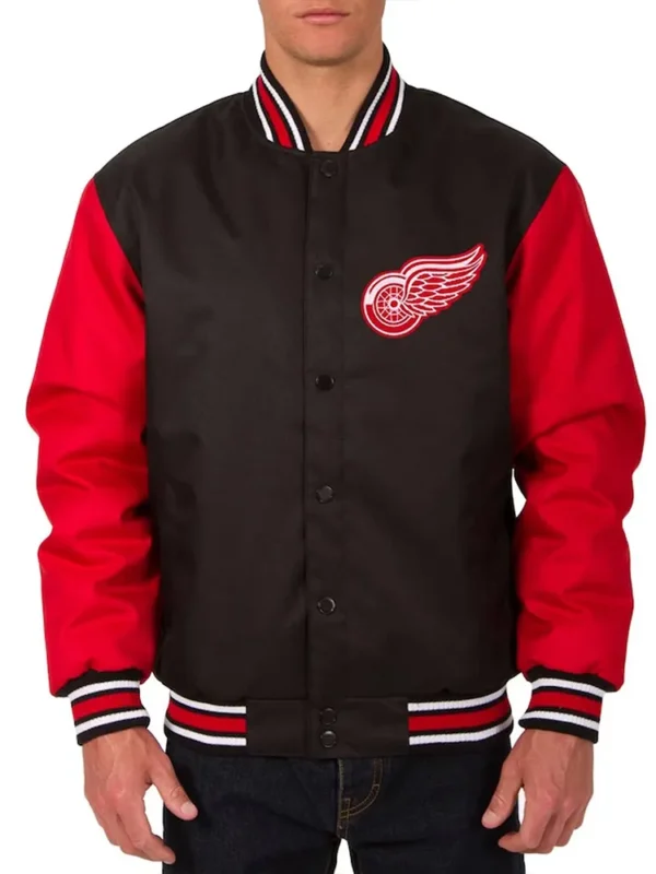Black-Red Detroit Red Wings Two Hit Poly Twill Jacket