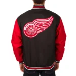 Black-Red Detroit Red Wings Two Hit Poly Twill Jacket