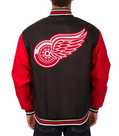 Black-Red Detroit Red Wings Two Hit Poly Twill Jacket