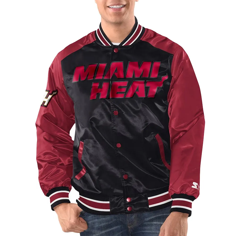 Black/Red Miami Heat Renegade Varsity Satin Jacket Black/Red Miami Heat Renegade Varsity Satin Jacket