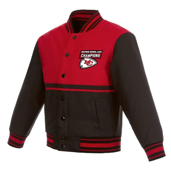 Black-Red Super Bowl LVII Champions Kansas City Chiefs Youth Full-Snap Jacket