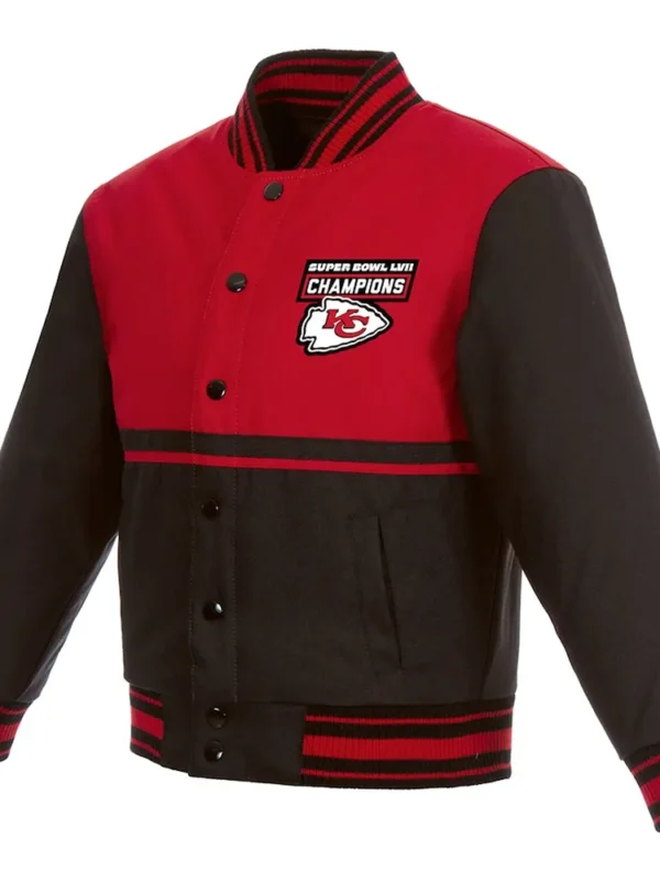 Black-Red Super Bowl LVII Champions Kansas City Chiefs Youth Full-Snap Jacket