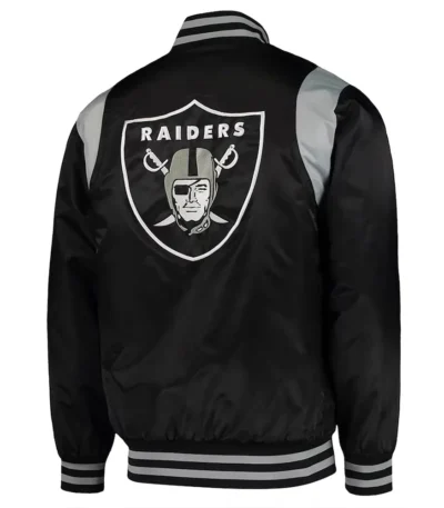 Black-Silver Las Vegas Raiders Prime Time Varsity Satin Jacket