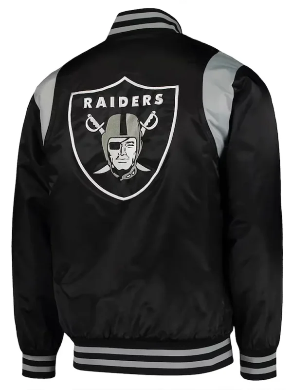 Black-Silver Las Vegas Raiders Prime Time Varsity Satin Jacket