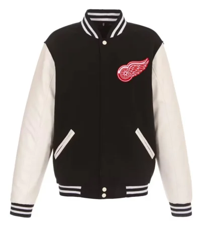 Black-White Detroit Red Wings Varsity Jacket