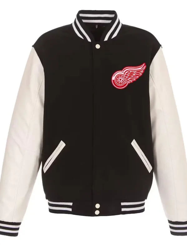 Black-White Detroit Red Wings Varsity Jacket