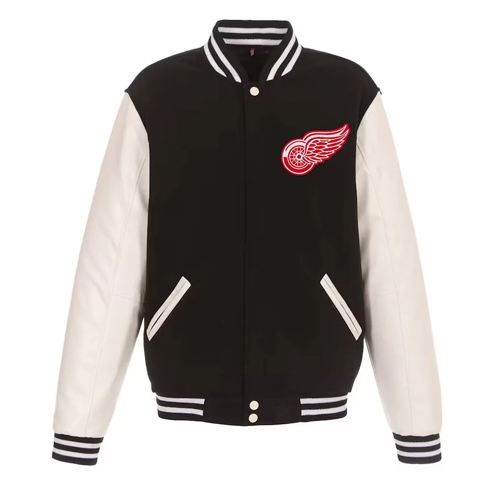 Black-White Detroit Red Wings Varsity Jacket Black-White Detroit Red Wings Varsity Jacket