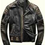 Black and Golden Vintage Leather Jacket
