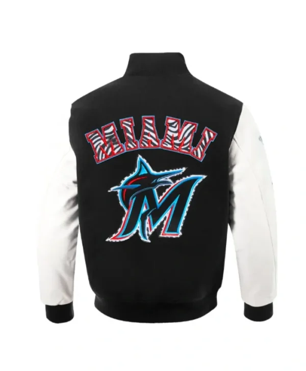 Miami Marlins Animal Print Varsity Wool/Leather Jacket