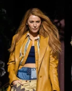 Blake Lively It Ends With Us 2024 Mustard Leather Coat