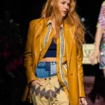Blake Lively It Ends With Us 2024 Mustard Leather Coat