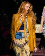 Blake Lively It Ends With Us 2024 Mustard Leather Coat