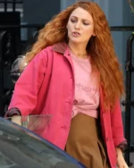 Blake Lively It Ends With Us 2024 Pink Cotton Jacket