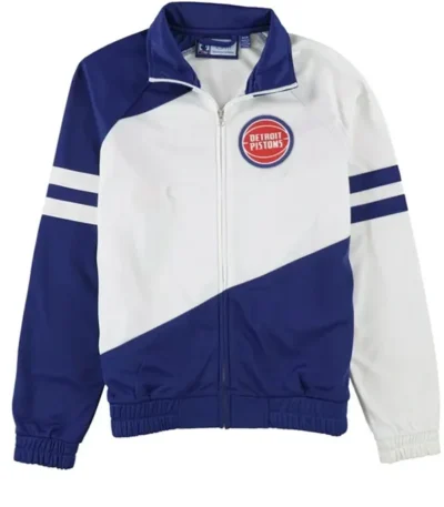 Detroit Pistons Blue Satin Track Jacket