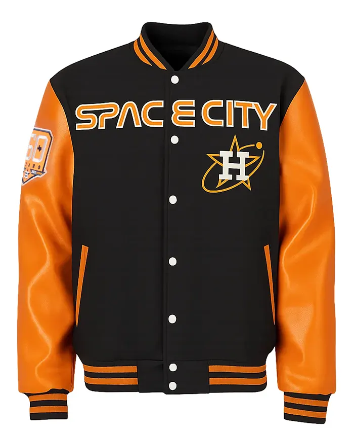 Blue and Orange Space City Houston Astros Varsity Jacket Blue and Orange Space City Houston Astros Varsity Jacket