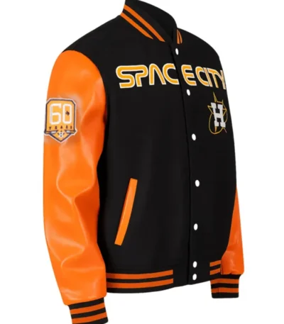 Blue and Orange Space City Houston Astros Varsity Jacket