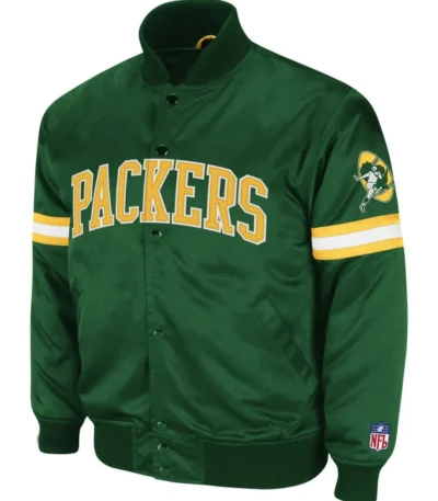 Bomber Backup Bay Packers Green Satin Jacket