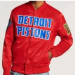 Bomber Detroit Pistons Red/Black Satin Jacket