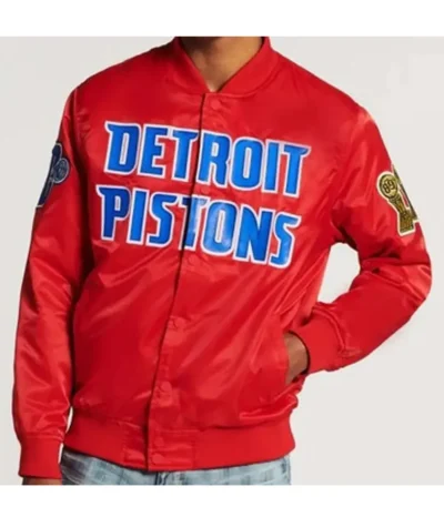 Bomber Detroit Pistons Red/Black Satin Jacket
