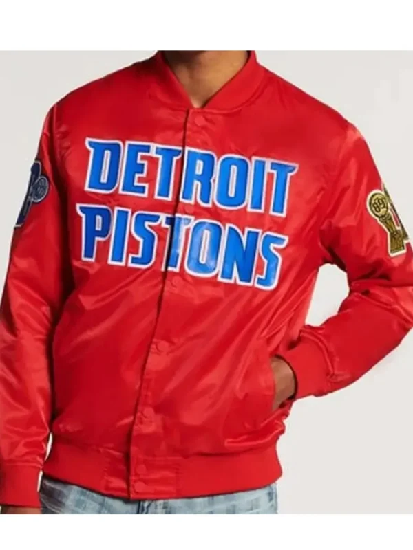 Bomber Detroit Pistons Red/Black Satin Jacket