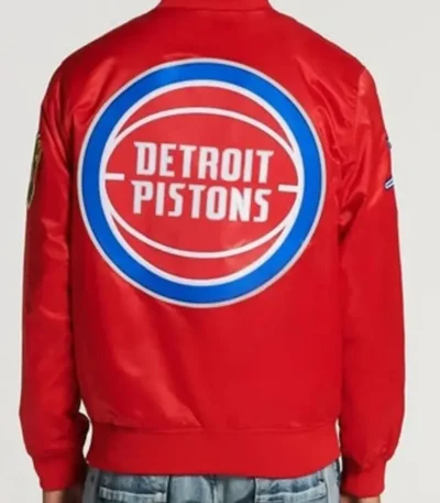 Bomber Detroit Pistons Red/Black Satin Jacket