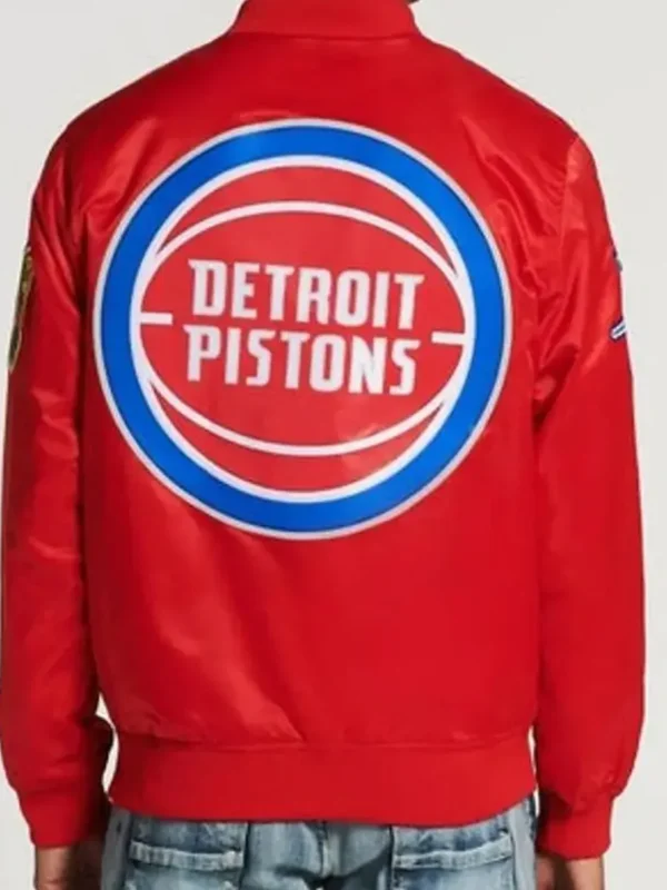 Bomber Detroit Pistons Red/Black Satin Jacket