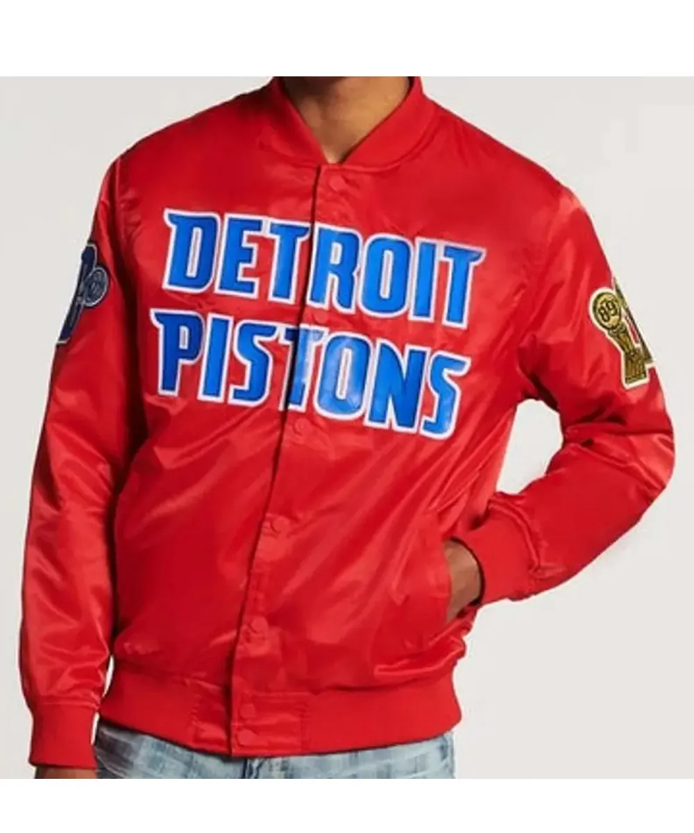 Bomber Detroit Pistons Red/Black Satin Jacket Bomber Detroit Pistons Red/Black Satin Jacket