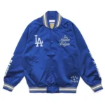 Bomber LA Dodgers Silver Satin Jacket