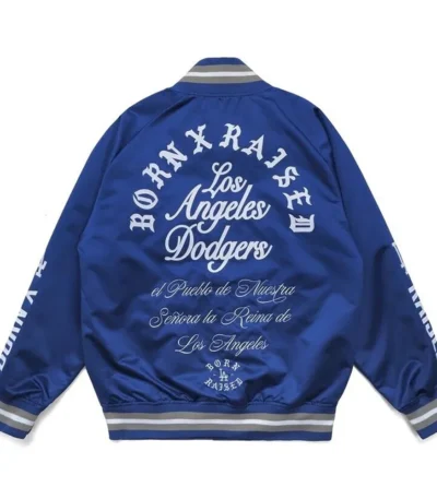 Bomber LA Dodgers Silver Satin Jacket