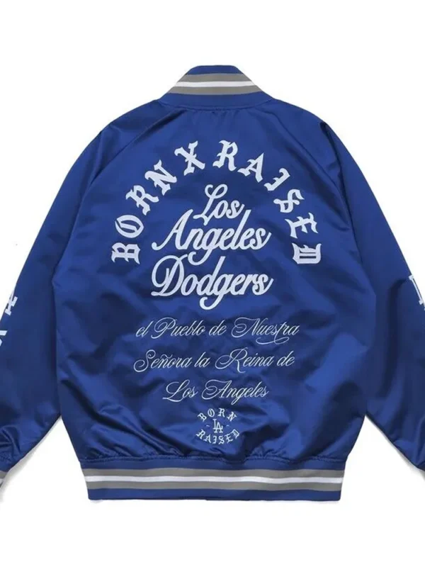 Bomber LA Dodgers Silver Satin Jacket